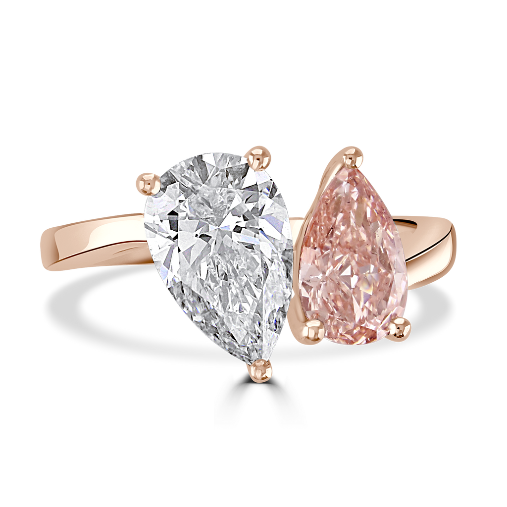 18ct Rose Gold Toi Et Moi Pear Lab Grown Diamond Ring 2.53ct Total