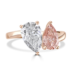 18ct Rose Gold Toi Et Moi Pear Lab Grown Diamond Ring 2.53ct Total