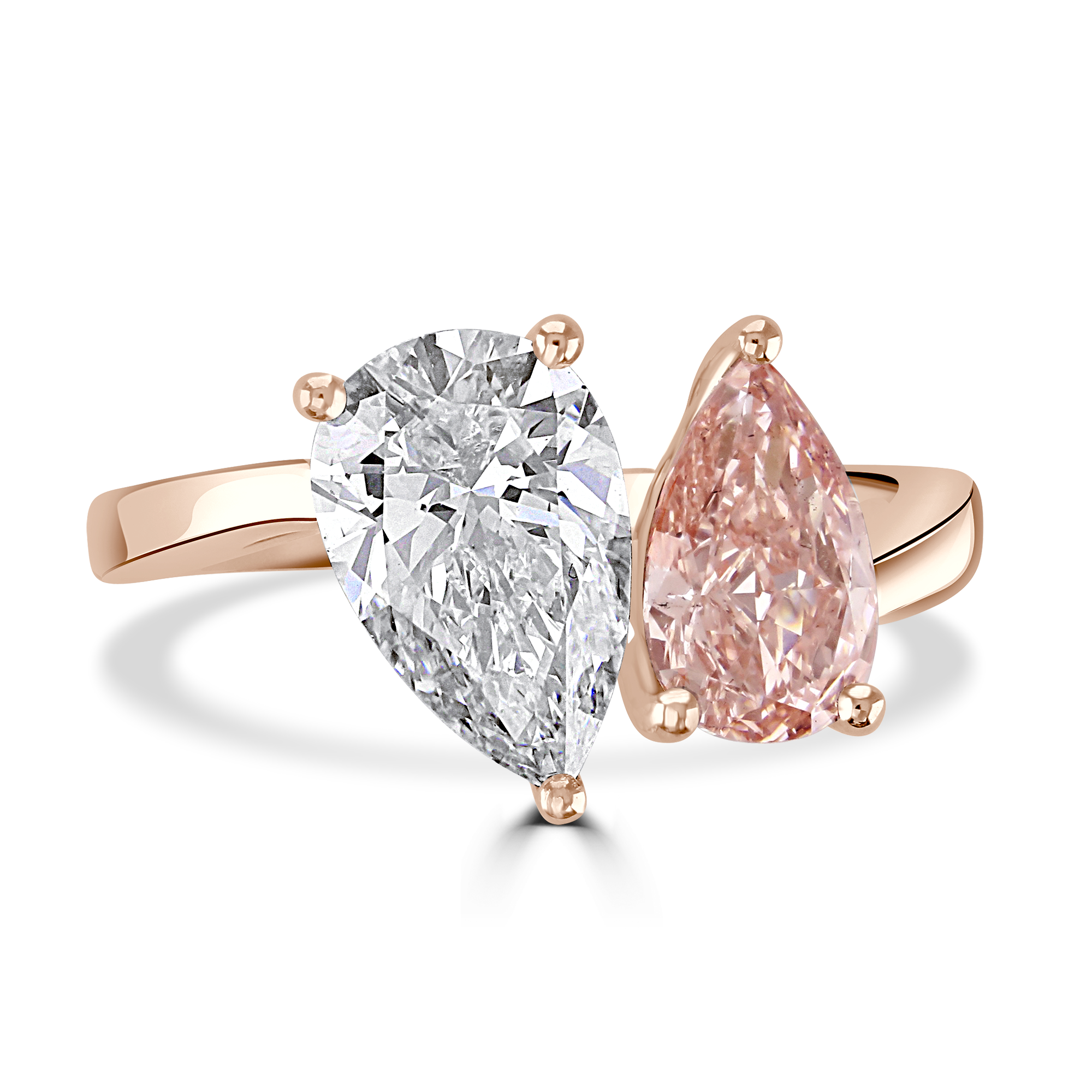 18ct Rose Gold Toi Et Moi Pear Lab Grown Diamond Ring 2.53ct Total