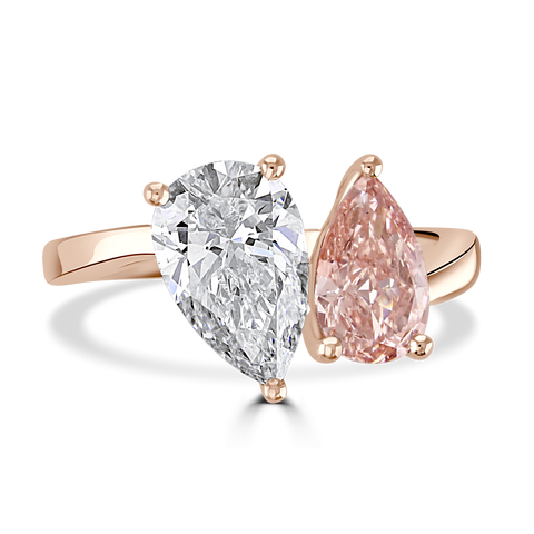 18ct Rose Gold Toi Et Moi Pear Diamond Ring 2.53ct Total