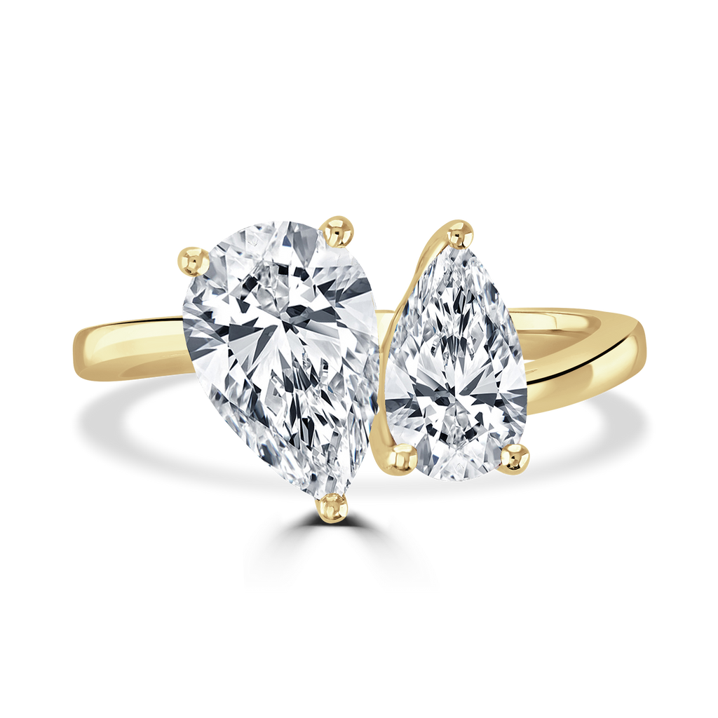 18ct Yellow Gold Toi Et Moi Pear Lab Grown Diamond Ring 2.44ct Total