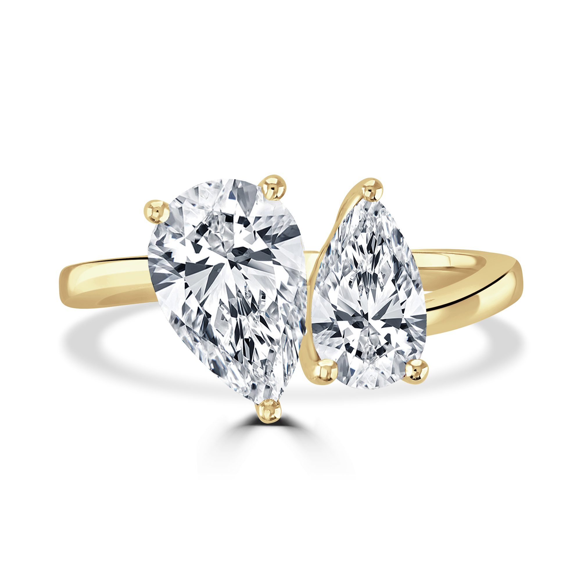 18ct Yellow Gold Toi Et Moi Pear Lab Grown Diamond Ring 2.44ct Total