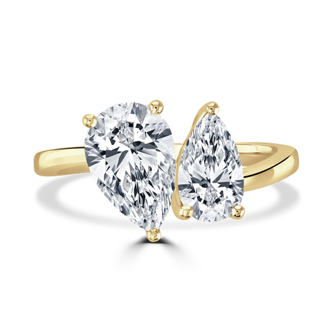18ct Yellow Gold Toi Et Moi Pear Diamond Ring 2.44ct Total