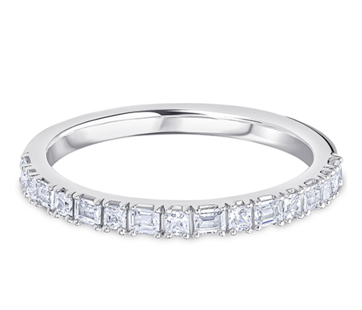 Platinum 0.35ct Princess and Baguette Cut Diamond Ring