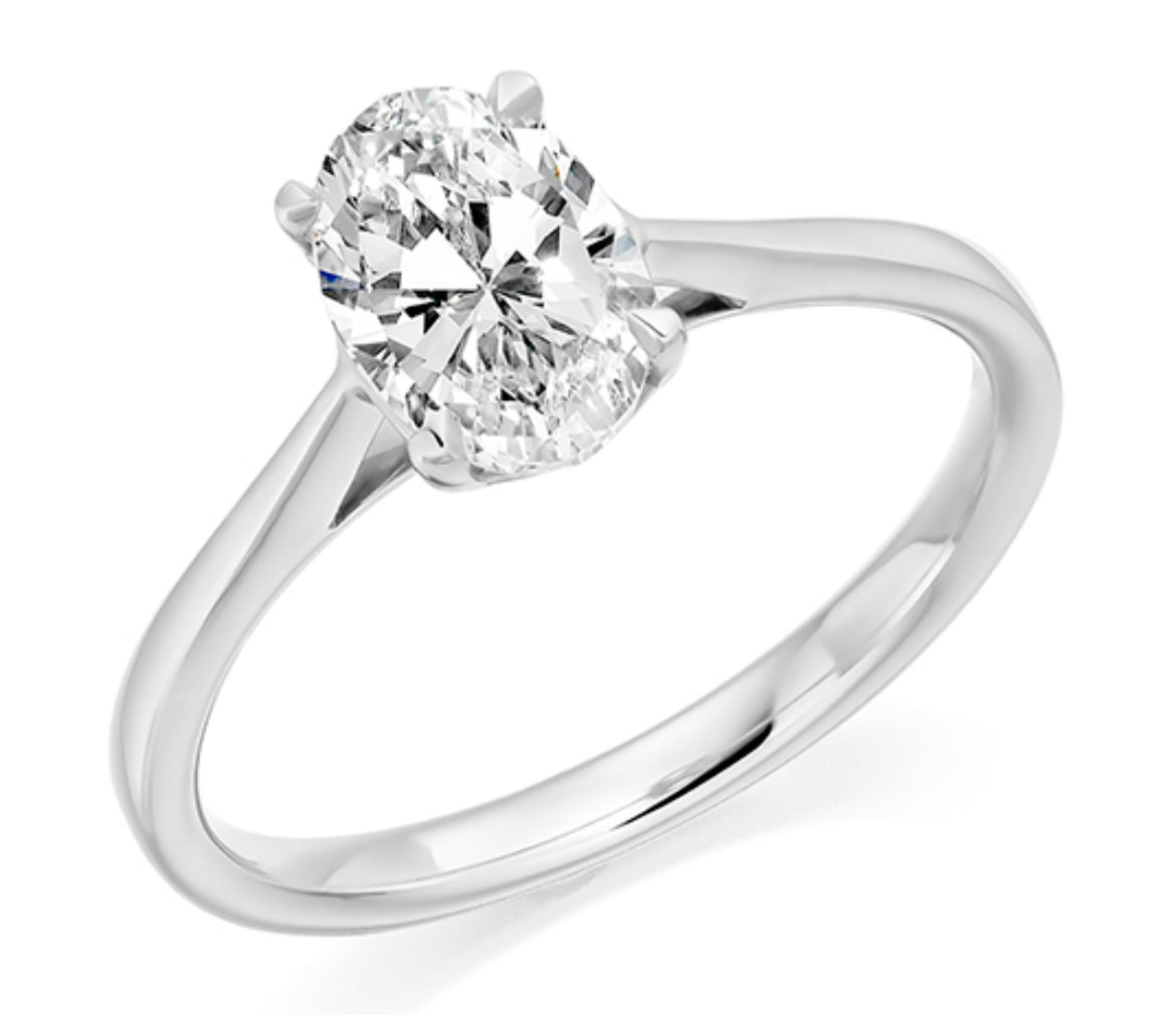 Platinum 2.01ct Oval Cut Lab Grown Diamond Solitaire