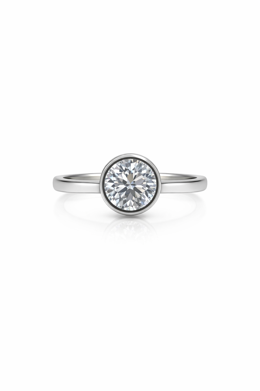 Platinum Round Brilliant Cut 1.51ct Lab Grown Diamond Bezel Set Ring