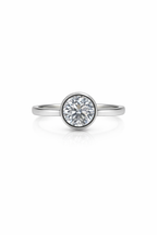 Platinum Round Brilliant Cut 1.51ct Lab Grown Diamond Bezel Set Ring
