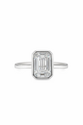 Platinum Emerald Cut 1.58ct Lab Grown Diamond Bezel Set Ring