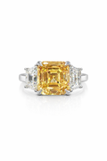 Platinum Asscher & Trapezoid Cut 9.31ct Lab Grown Diamond 3 stone Ring