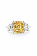 Platinum Asscher & Trapezoid Cut 9.31ct Lab Grown Diamond 3 stone Ring