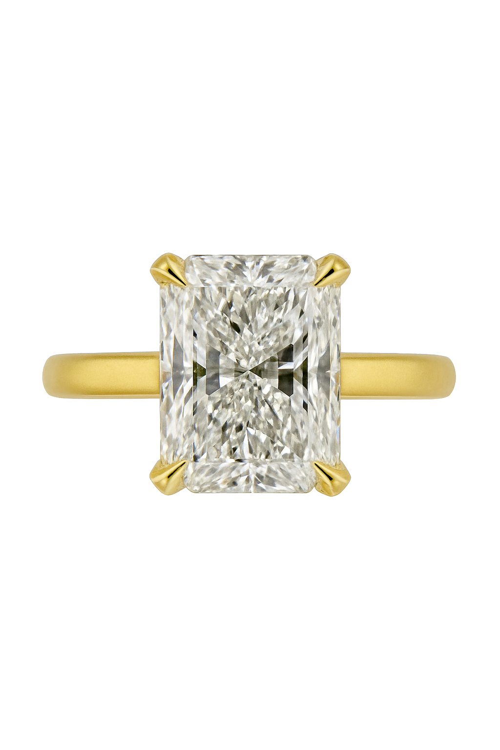 18ct Yellow Gold 3.03ct Radiant Cut Lab Grown Diamond Ring