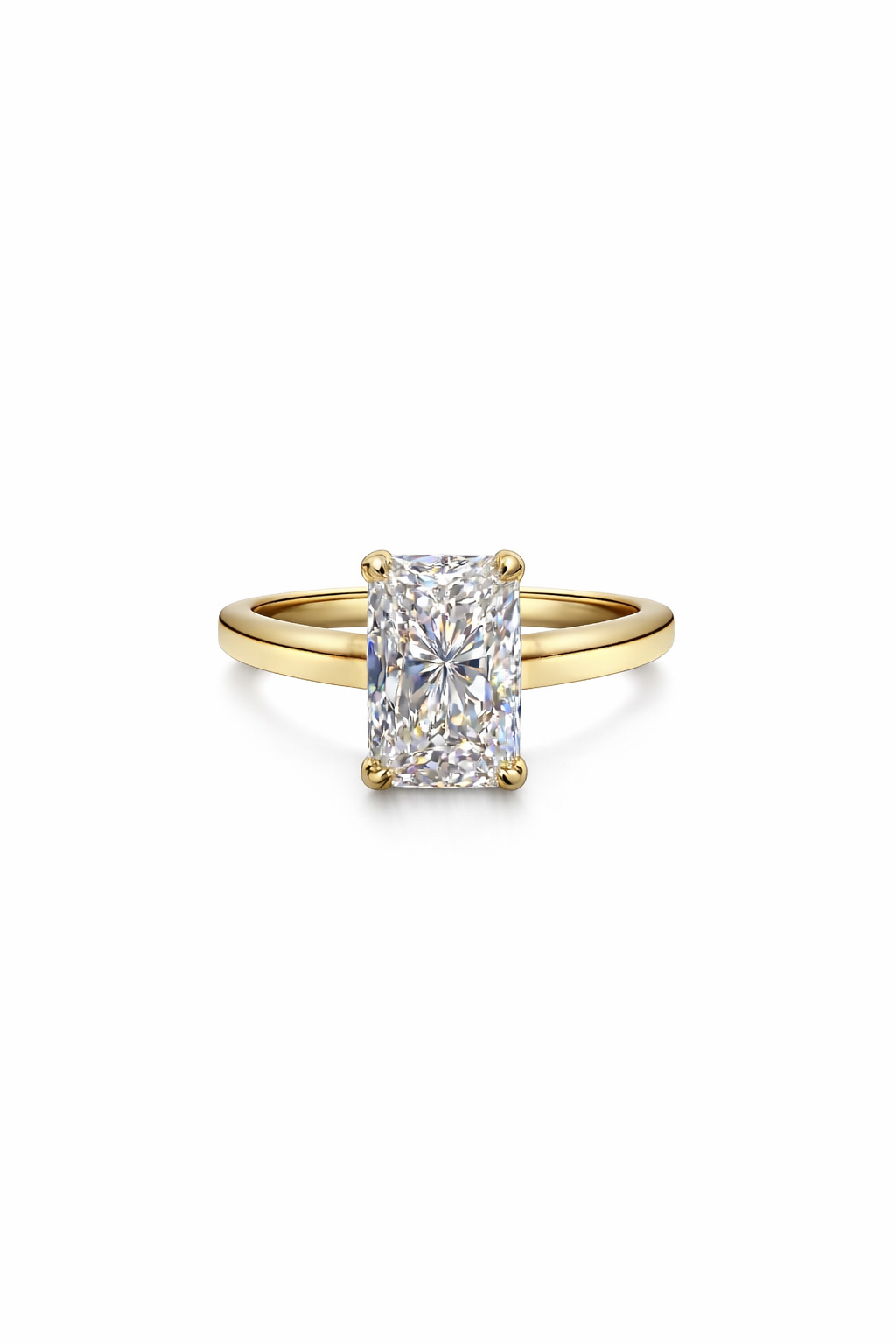 18ct Yellow Gold 3.03ct Radiant Cut Lab Grown Diamond Ring