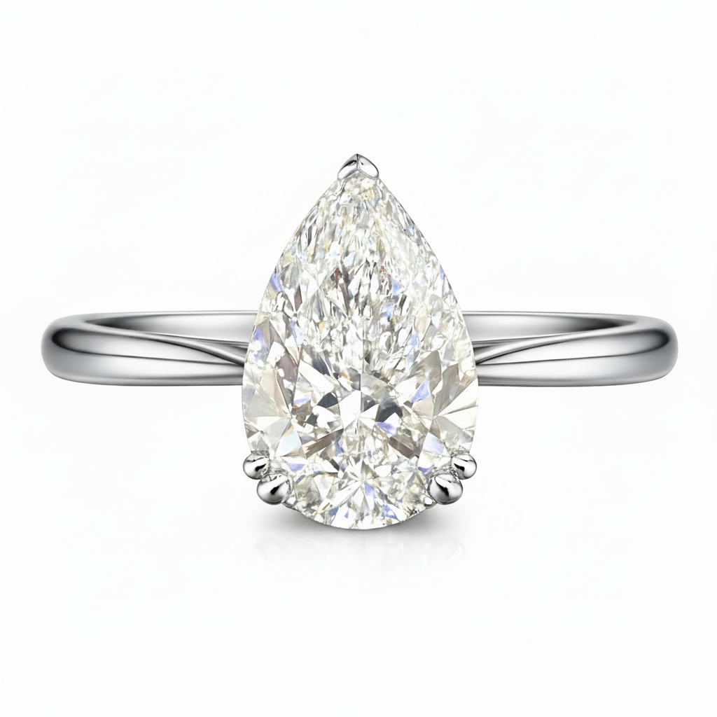 Platinum 5.02ct Pear Cut Lab Grown Diamond Solitaire