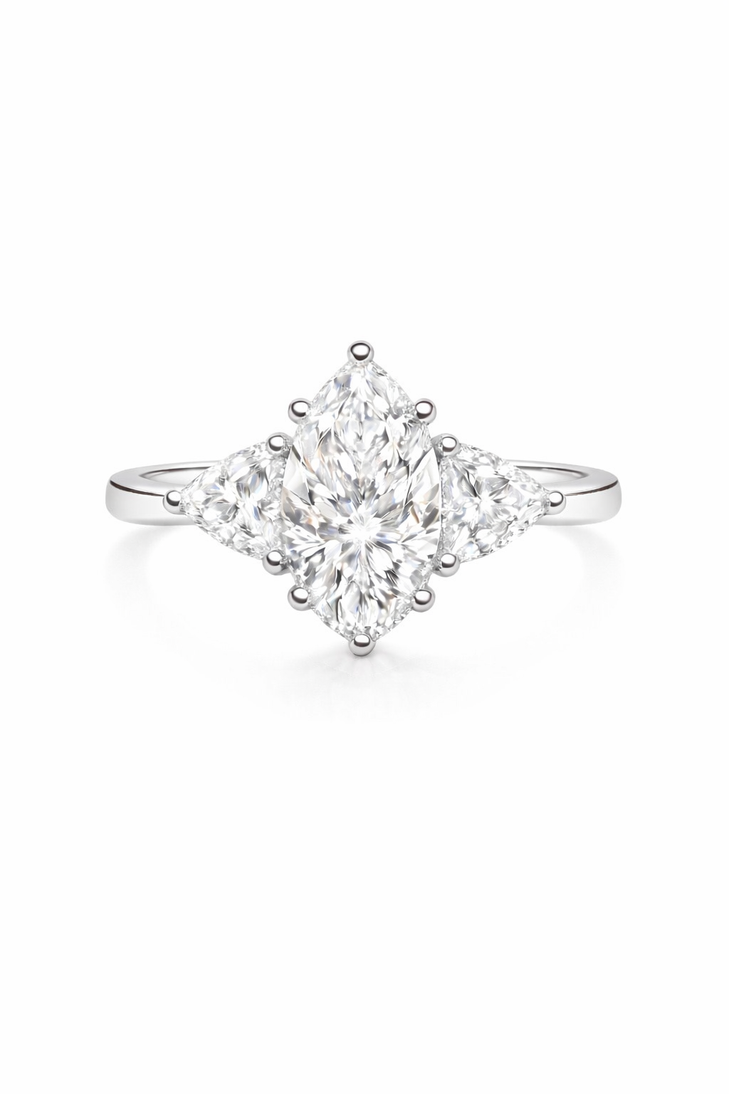Platinum Marquise & Trilliant Cut 2.56ct Lab Grown Diamond Ring