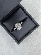 Platinum Emerald Cut 1.58ct Lab Grown Diamond Bezel Set Ring