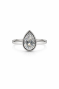 Platinum Pear Cut 1.51ct Lab Grown Diamond Bezel Set Ring
