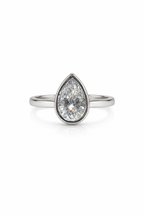 Platinum Pear Cut 1.51ct Lab Grown Diamond Bezel Set Ring