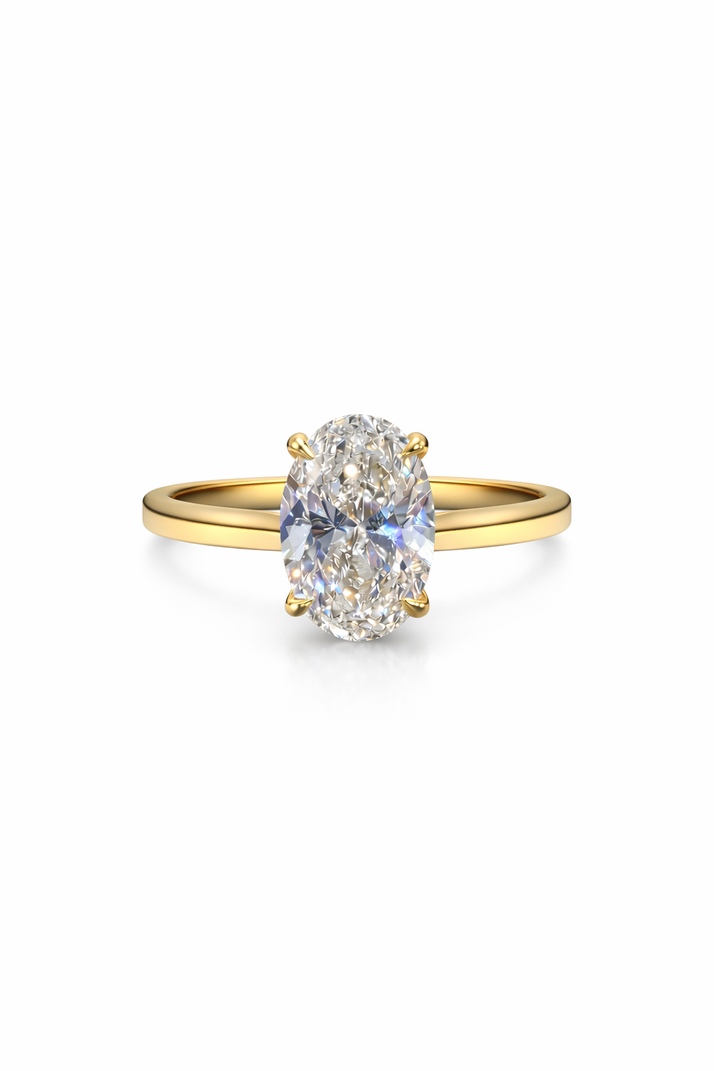 18ct Yellow Gold 3.36ct Oval Cut Lab Grown Diamond Solitaire