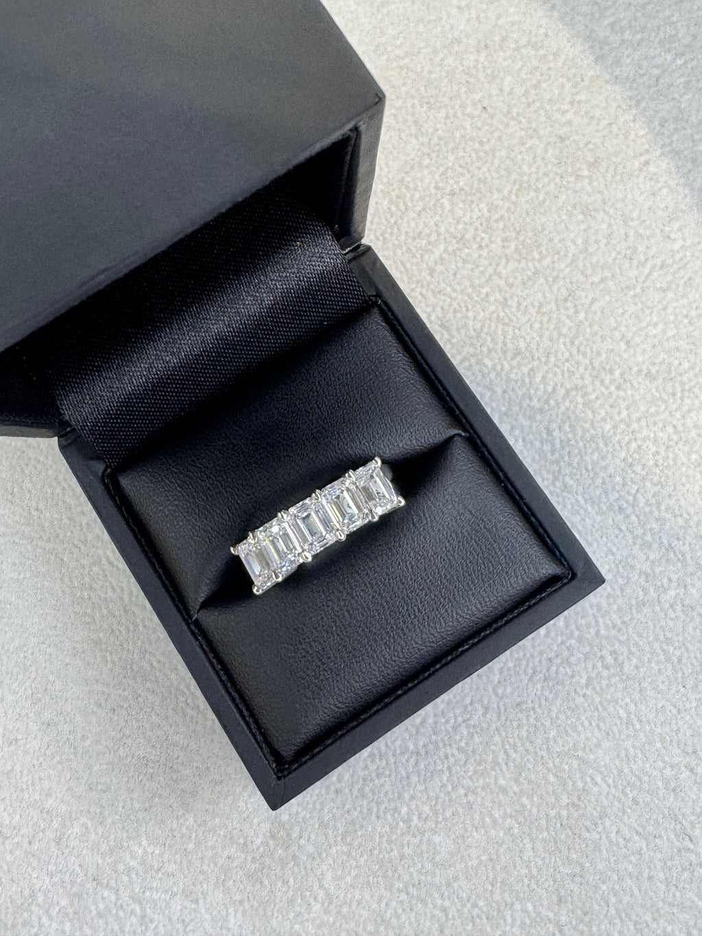 Platinum Emerald Cut 5 Stone 3ct Lab Grown Diamond Ring