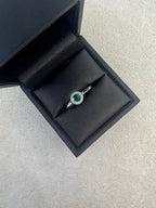 Platinum Round Cut 0.25ct Emerald and Diamond Ring