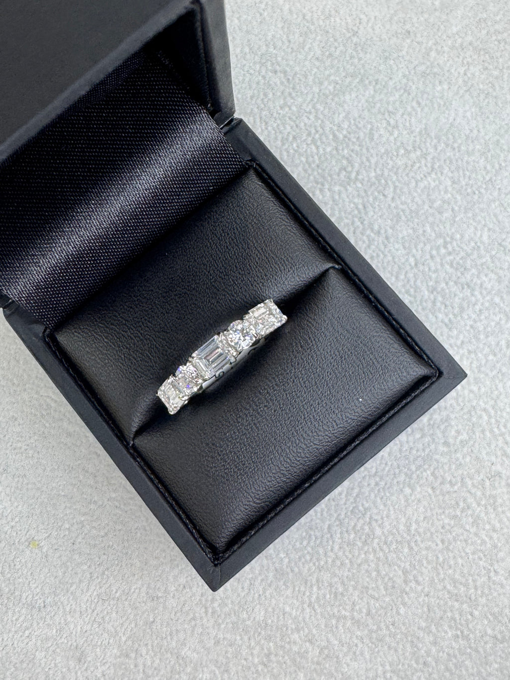 Platinum 1.90ct Emerald & Round Brilliant Cut Lab Grown Diamond Ring