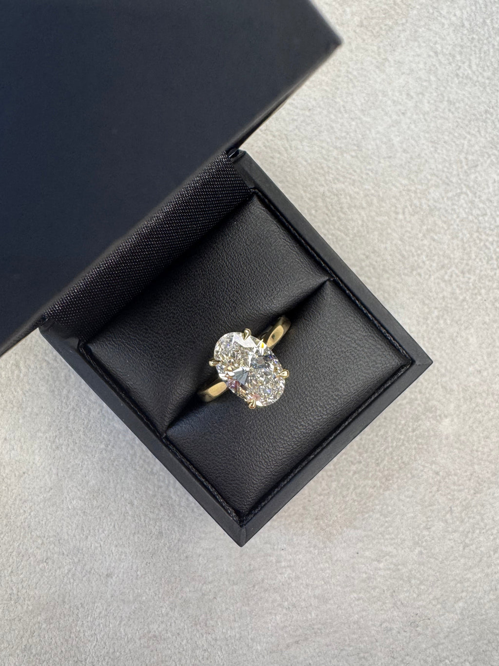 18ct Yellow Gold 3.36ct Oval Cut Lab Grown Diamond Solitaire