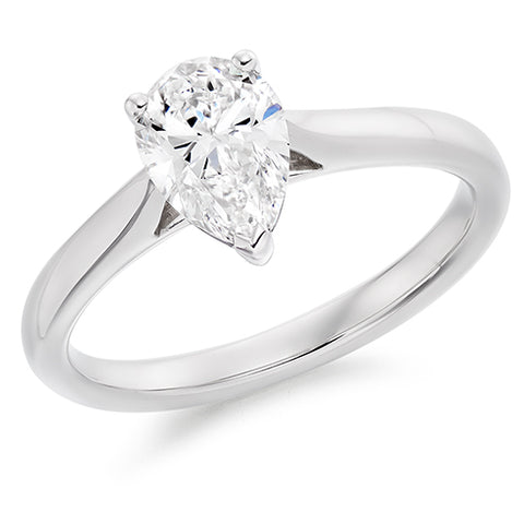 Platinum 1.63ct Pear Cut Diamond Ring