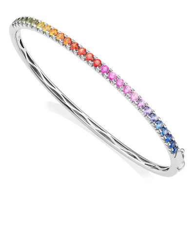 18ct White Gold Multi Sapphire Bangle