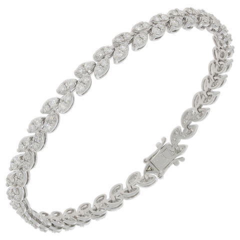 Platinum 3ct Diamond Leaf Style Bracelet