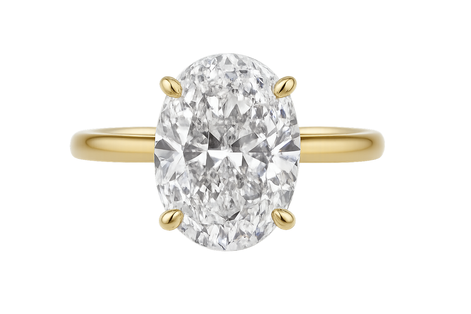 18ct Yellow Gold 3.36ct Oval Cut Lab Grown Diamond Solitaire