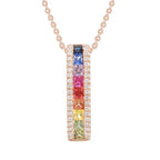 18ct Rose Gold 0.63ct Multi Coloured Sapphire and Diamond Pendant