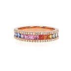 18ct Rose Gold 0.94ct Multi Coloured Sapphire and Diamond Ring