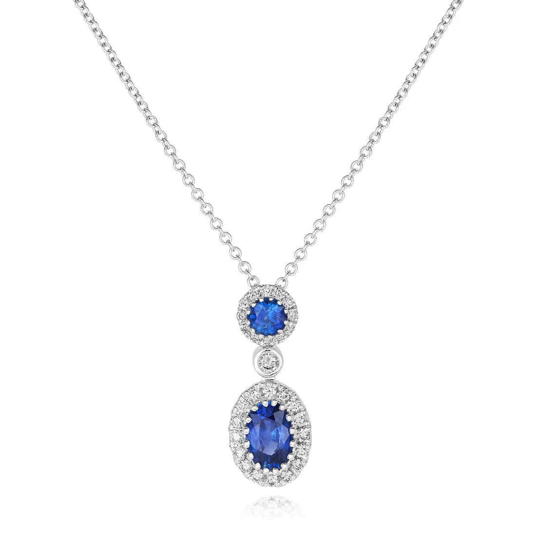 18ct White Gold 0.73ct Sapphire & 0.20ct Diamond Pendant