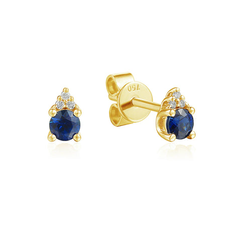 18ct Yellow Gold Sapphire and Diamond Stud