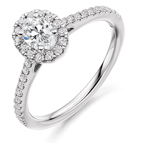 Platinum Oval Diamond Halo Ring