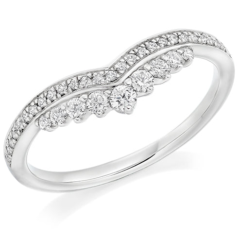 Platinum 0.30ct Wishbone Style Diamond Half Eternity Ring