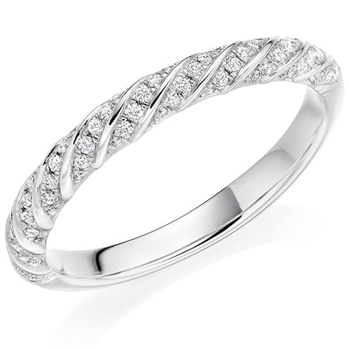 Platinum 0.18ct Diamond Rope Style Half Eternity Ring