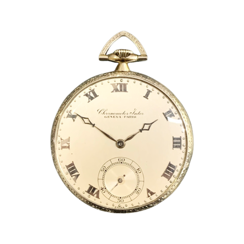 18ct White Gold IWC Open Face Pocket Watch