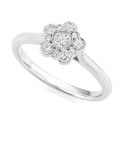 Platinum Flower Diamond Ring