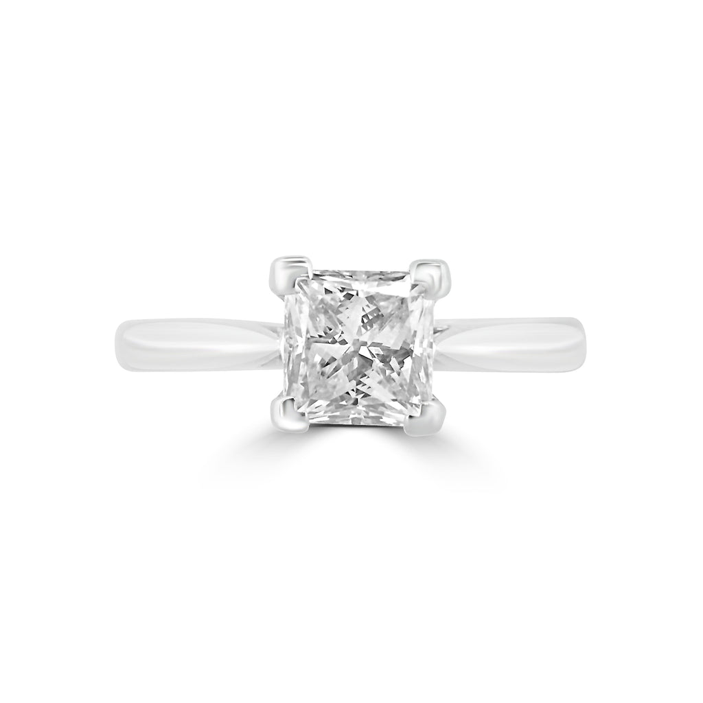 Platinum 0.91ct Princess Cut Diamond Solitaire