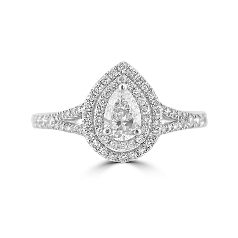 Platinum Pear Cut Solitaire With Double Halo