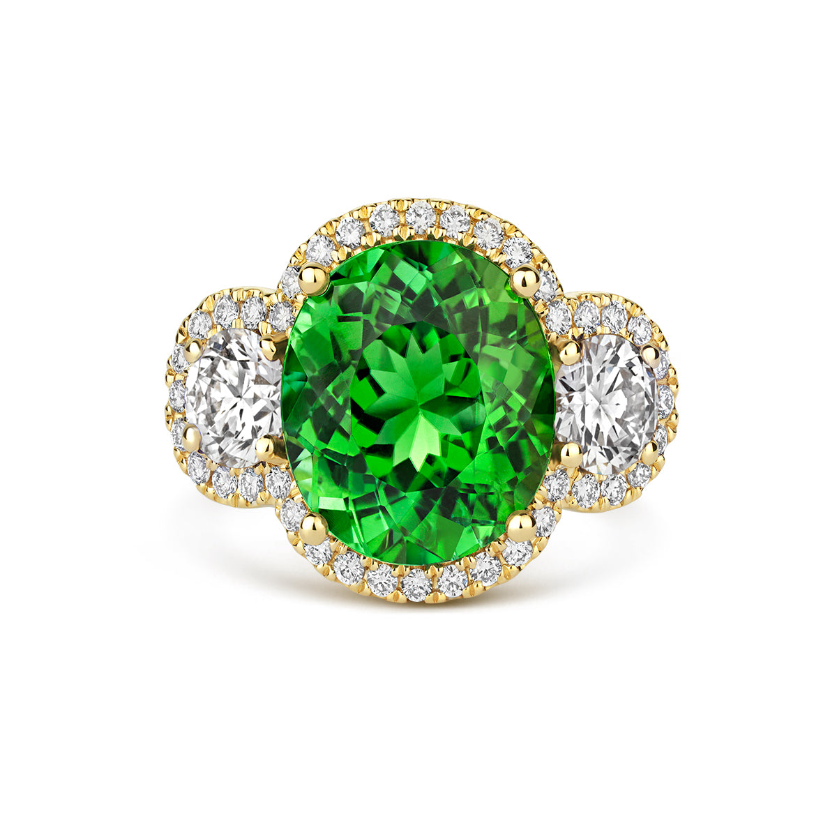 18ct White and Yellow Gold Green Tourmaline and Diamond Ring