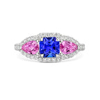 18ct White Gold Tanzanite Sapphire and Diamond Ring