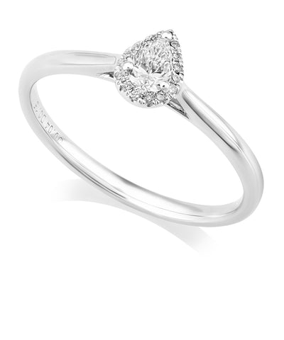 Platinum Pear Diamond Halo Ring