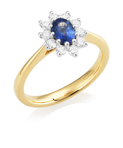 18ct Yellow gold Sapphire and Diamond Ring