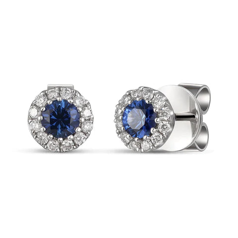 18ct White Gold Sapphire and Diamond Stud Earrings