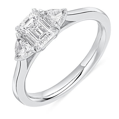 Platinum 0.72ct Diamond Three Stone Ring
