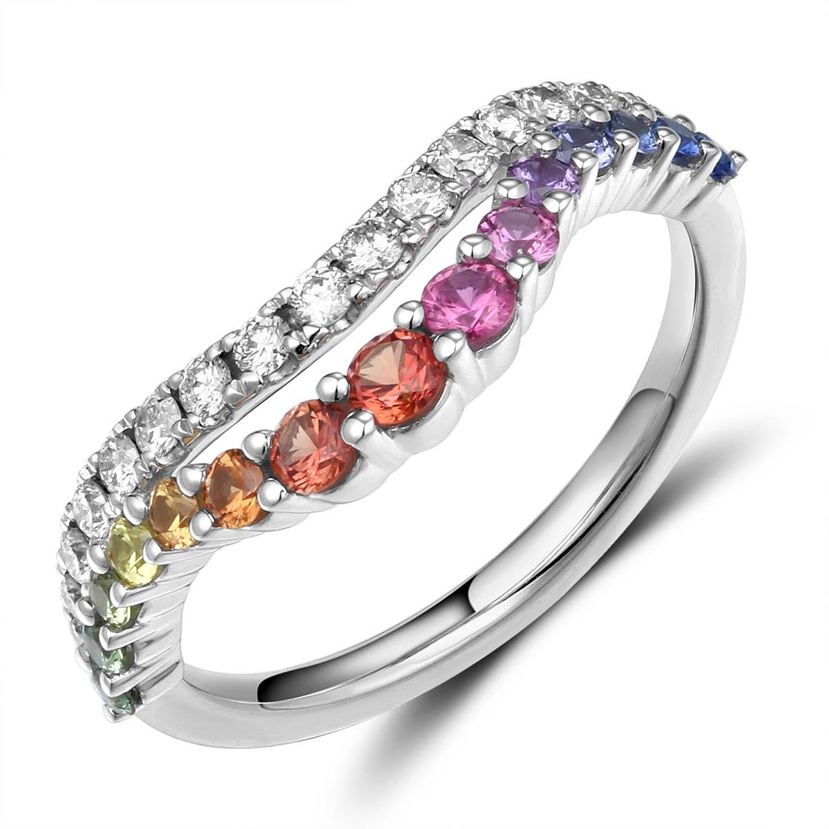 18ct White Gold Multi Sapphire Ring