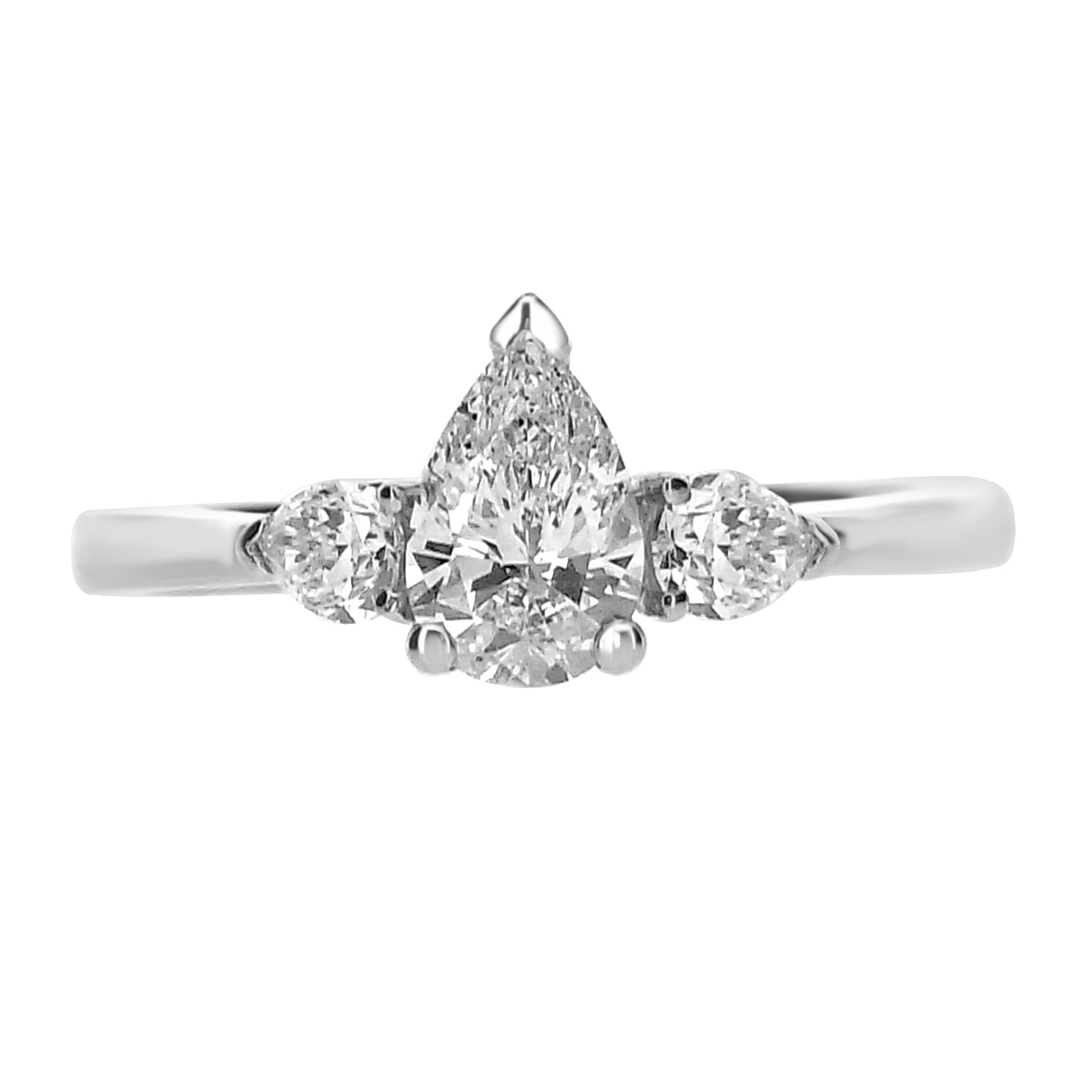 Platinum Pear Cut Diamond 3 Stone Ring