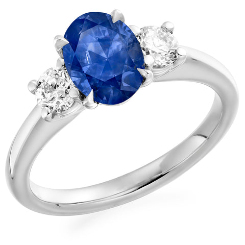 Platinum Sapphire and Diamond Trilogy Ring
